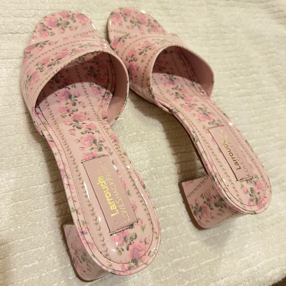 Loveshackfancy x Larroude Pink Floral Shoes